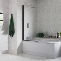 800x1400mm Square Bath Screen (6mm) - Black