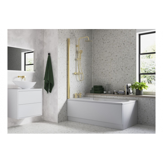 Bath Screen DIBS0124 800x1400mm Square Bath Screen (6mm) - Brushed Brass