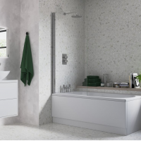 800x1500mm Single Curved Bath Screen (6mm) - Chrome