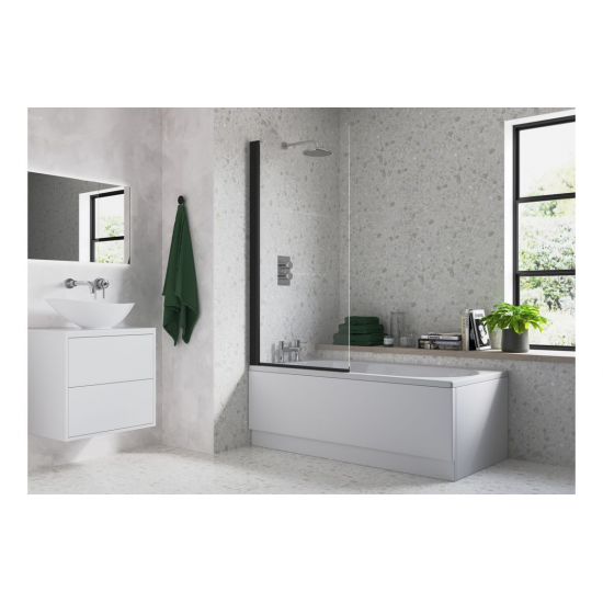 Bath Screen DIBS0112 800x1500mm Single Straight Bath Screen (6mm) - Black