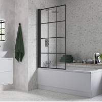 800x1500mm Single Straight Bath Screen (6mm) - Black Framed