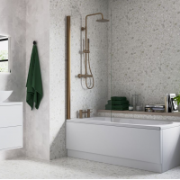 800x1500mm Single Straight Bath Screen (6mm) - Brushed Bronze