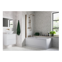 800x1500mm Single Straight Bath Screen (6mm) - Brushed Bronze