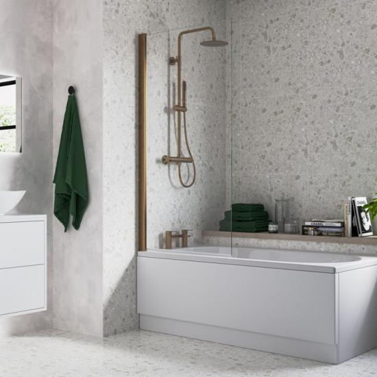 Bath Screen DIBS0134 800x1500mm Single Straight Bath Screen (6mm) - Brushed Bronze