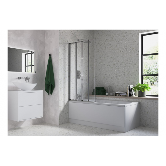 Bath Screen DIBS0102 815x1400mm Framed Four Fold Bath Screen (6mm) - Chrome