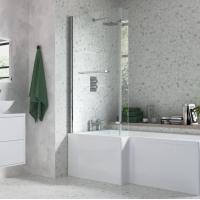 815x1500mm L Shape Bath Screen (6mm) - Chrome