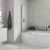 900x1500mm Space Saver Bath Screen (6mm) - Chrome