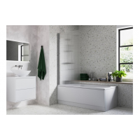 Fluted 800x1500mm Single Straight Bath Screen (5mm) - Chrome