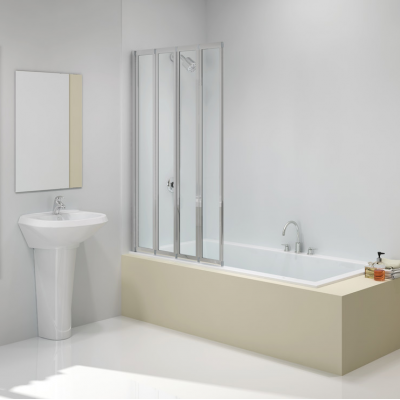 Merlyn 850x1400mm 4-Fold Bath Screen (8mm)