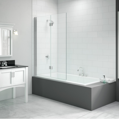 Merlyn 900x1500mm 2-Panel Hinged Bath Screen (8mm) - Left Hand