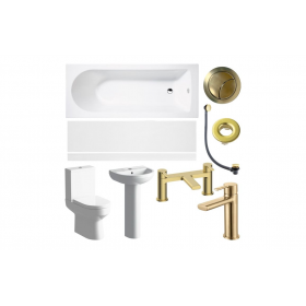 Full Bathroom Suite & Bath with Brushed Brass Finishes