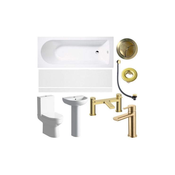 Full Bathroom Suite & Bath with Brushed Brass Finishes