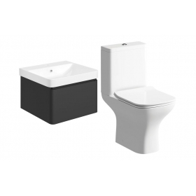 Cosmos 500mm Basin Unit & Rimless Close Coupled WC Pack - Matt Black