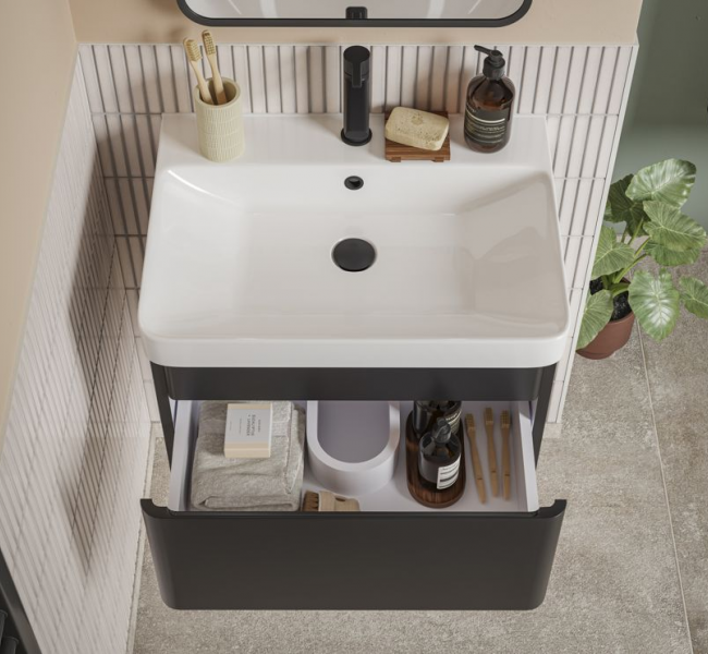 Furniture Pack DIFTP5678 Cosmos 500mm Basin Unit & Rimless Close Coupled WC Pack - Matt Black