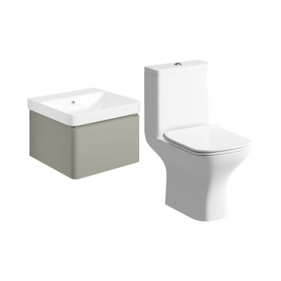 Cosmos 500mm Basin Unit & Rimless Close Coupled WC Pack - Matt Latte