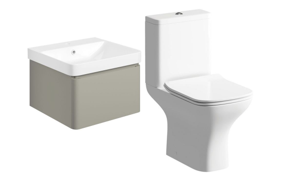 Cosmos 500mm Basin Unit & Rimless Close Coupled WC Pack - Matt Latte