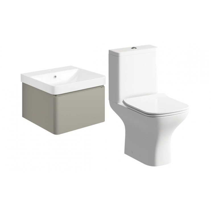 Cosmos 500mm Basin Unit & Rimless Close Coupled WC Pack - Matt Latte
