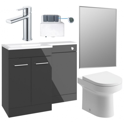 Venosa 1000mm Furniture & BTW WC Pack - Anthracite Gloss (LH)