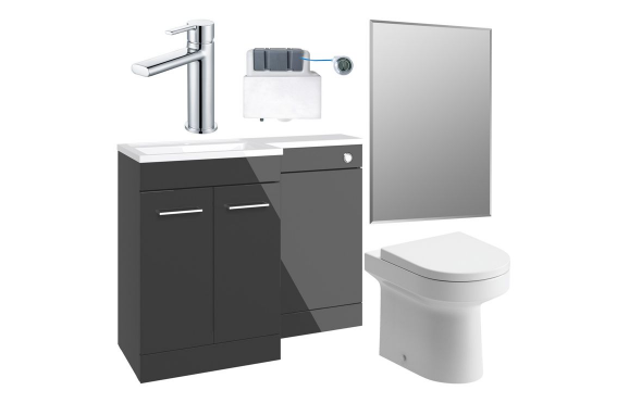 Venosa 1000mm Furniture & BTW WC Pack - Anthracite Gloss (LH)
