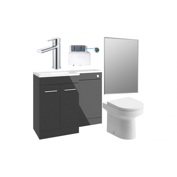 Venosa 1000mm Furniture & BTW WC Pack - Anthracite Gloss (LH)