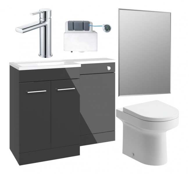 Furniture Pack DIFTP5372 Venosa 1000mm Furniture & BTW WC Pack - Anthracite Gloss (LH)