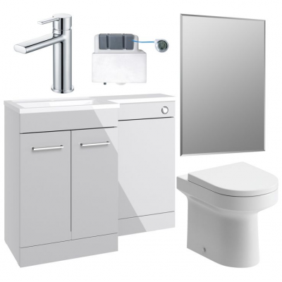 Venosa 1000mm Furniture & BTW WC Pack - Grey Gloss (LH)