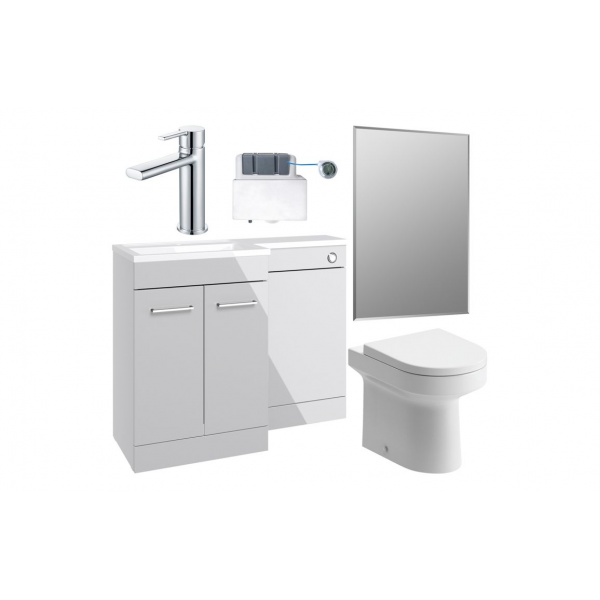 Venosa 1000mm Furniture & BTW WC Pack - Grey Gloss (LH)