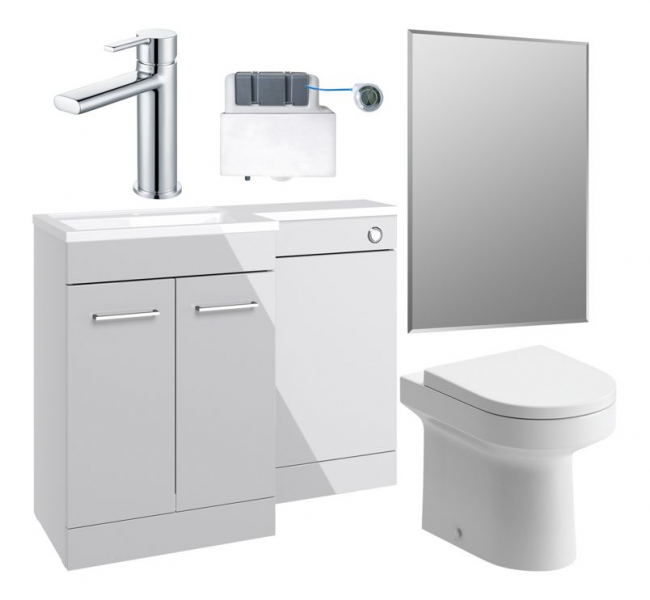 Venosa 1000mm Furniture & BTW WC Pack - Grey Gloss (LH)