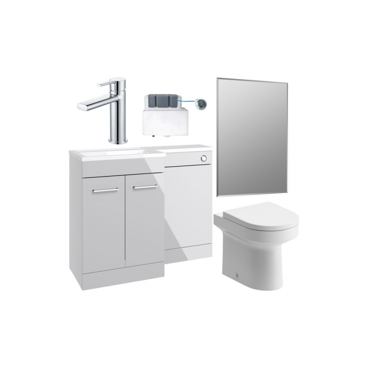 Venosa 1000mm Furniture & BTW WC Pack - Grey Gloss (LH)