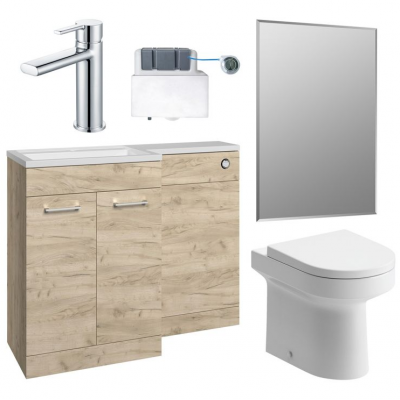 Venosa 1000mm Furniture & BTW WC Pack - Oak (LH)