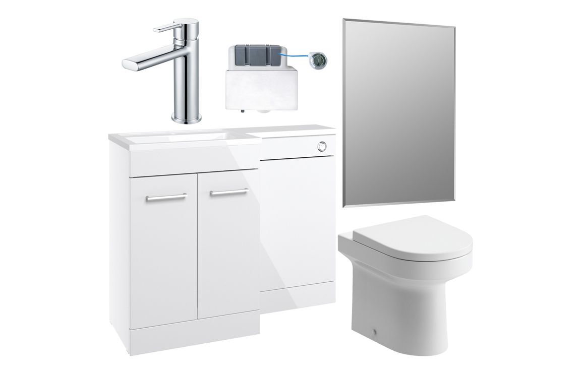 Venosa 1000mm Furniture & BTW WC Pack - White Gloss (LH)