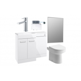 Venosa 1000mm Furniture & BTW WC Pack - White Gloss (LH)