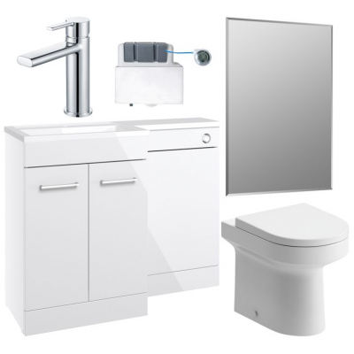 Venosa 1000mm Furniture & BTW WC Pack - White Gloss (LH)