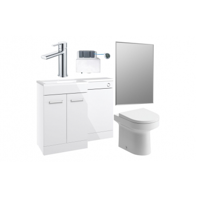 Venosa 1000mm Furniture & BTW WC Pack - White Gloss (LH)
