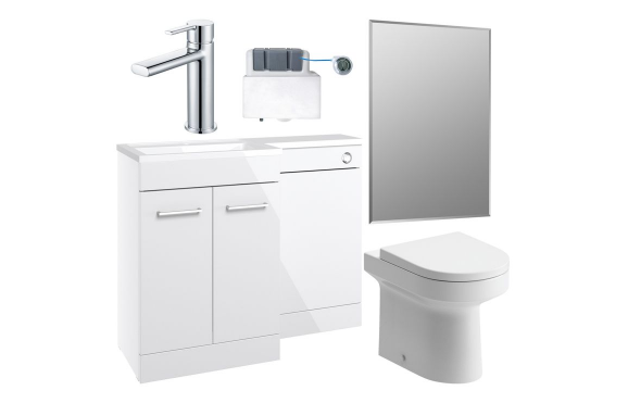 Venosa 1000mm Furniture & BTW WC Pack - White Gloss (LH)