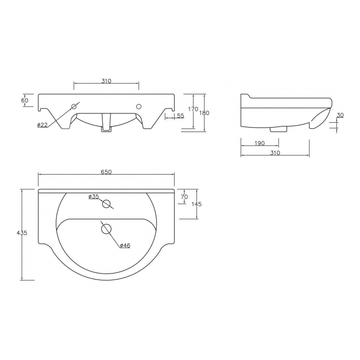 Furniture Packs DIFTP2562 Vista 650mm Vanity & C/C Toilet Pack