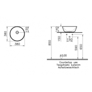 VitrA Geo 380x380mm 0TH Basin (No Overflow) - White