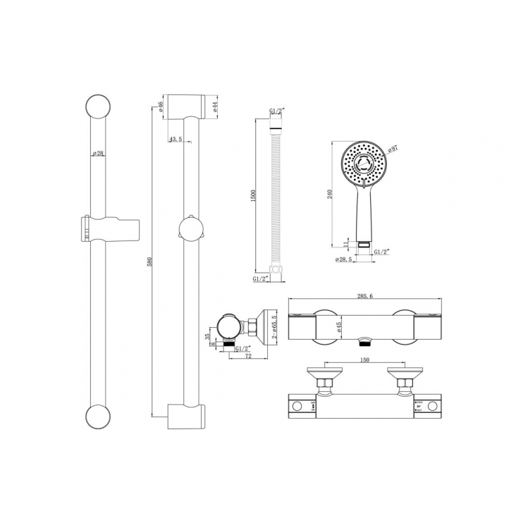 Terra Cool-Touch Thermostatic Bar Mixer Shower - Chrome