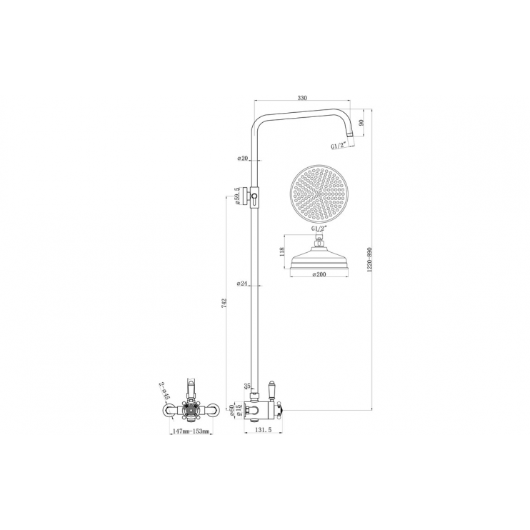 Berwick Concentric Single Outlet Shower Valve & Overhead Kit Pack 2 - Chrome