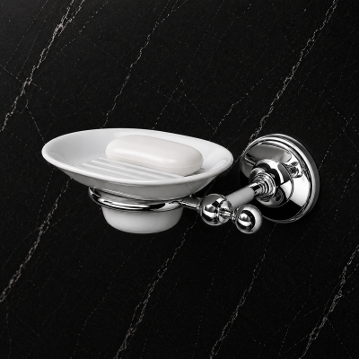 Origins Living Albany Soap Dish - Chrome/White ALB-112001-CH Bathroom Wall Fitting