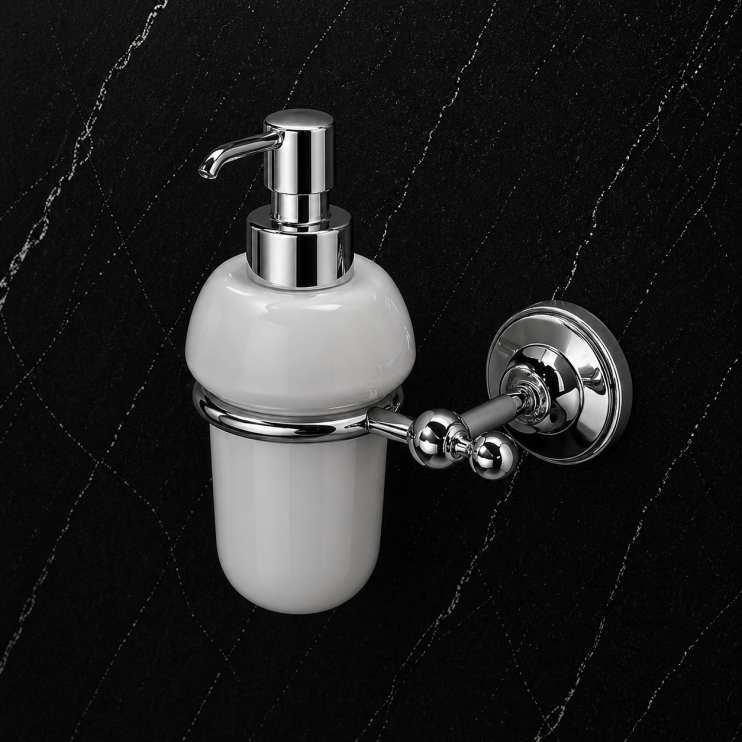 Origins Living Albany Soap Dispenser - Chrome/White ALB-113001-CH Bathroom Wall Fitting