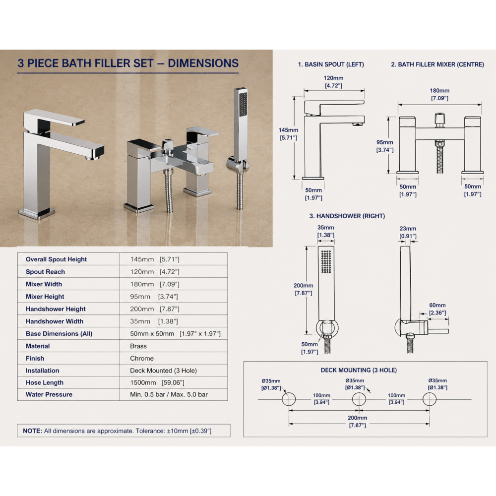 Bathroom Tap Sets In Chrome ABPK0004 Abode Fervour Chrome Bathroom tap pack (Basin Mixer & Bath/Shower Mixer) - Chrome