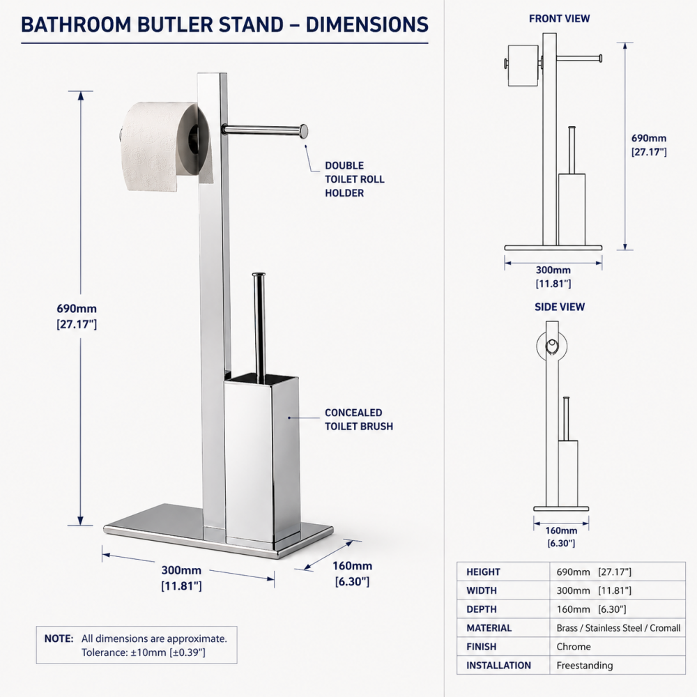 Origins Living Bridge Bathroom Butler Stand in Chrome 7632-13