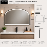 Origins Living Lomax Light Overmantle Arch 120 Black - 120x75cm LML-01R127-BK Illuminated LED Bathroom Mirror