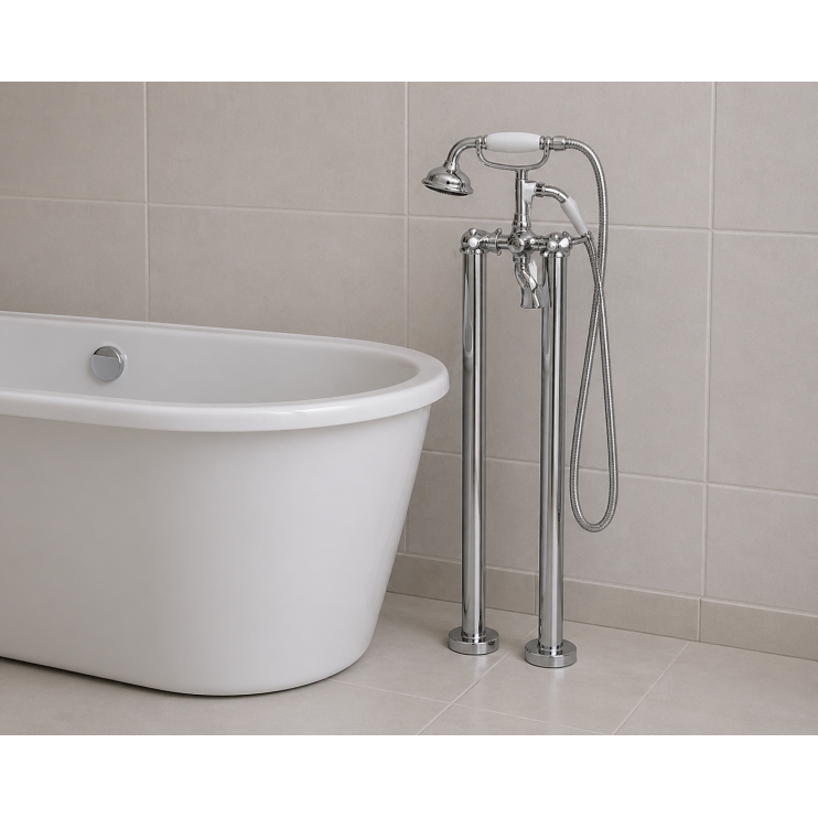 Bordon Floor Standing Bath/Shower Mixer - Chrome