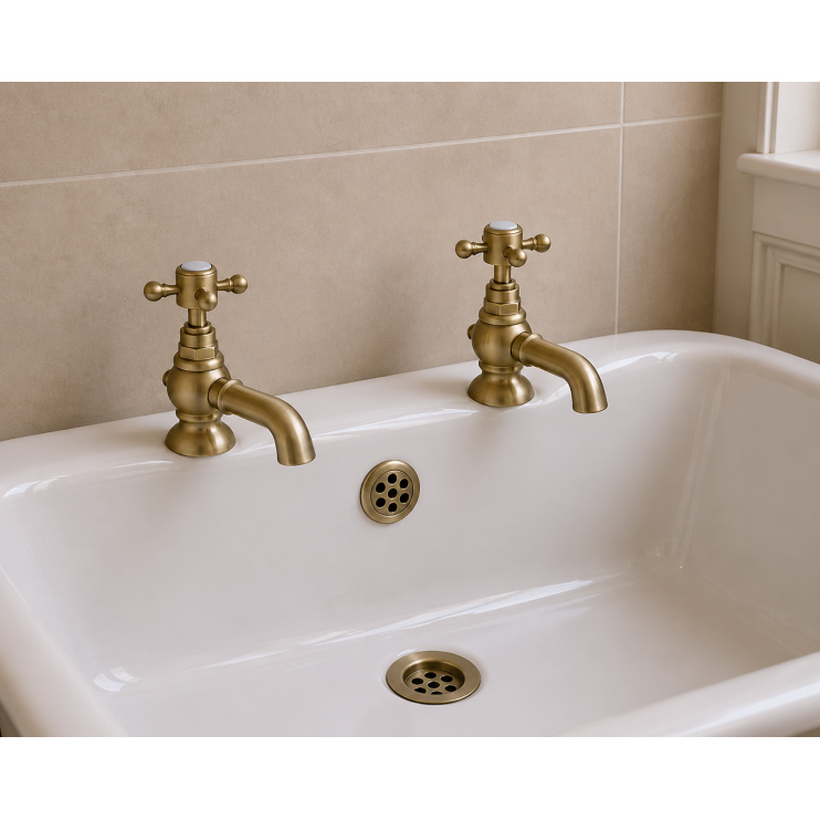 Tadlow Bath Pillar Taps - Brushed Brass Tadlow Bath Pillar Taps - Brushed Brass