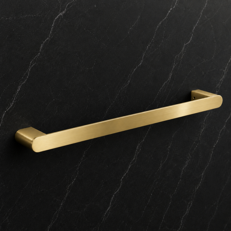 Abode Uno 60cm Single Towel Rail - Brushed Brass