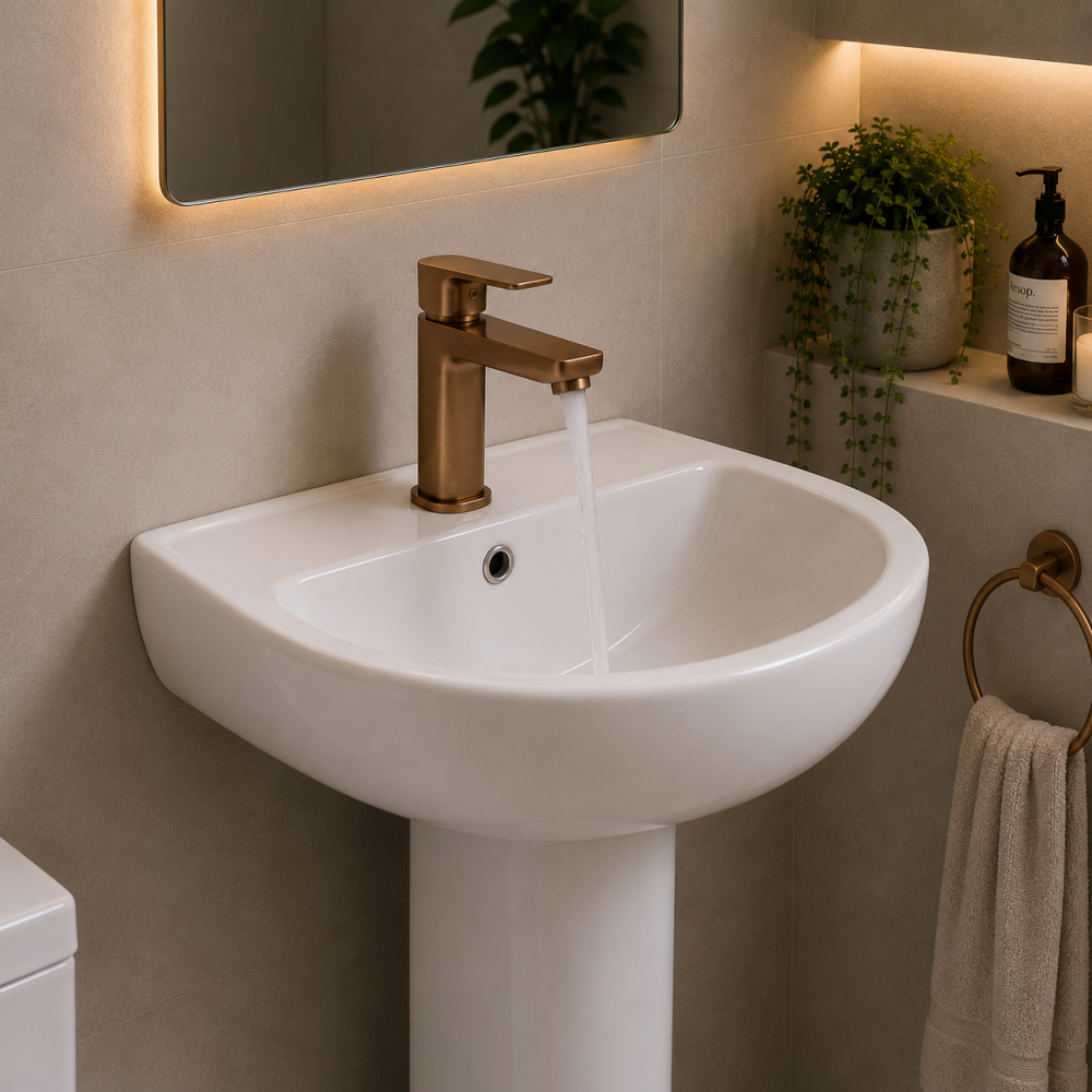 Bathroom Basin Mixers Brushed Bronze DITS1346 Berio Cloakroom Basin Mixer & Waste - Brushed Bronze Bathroom Taps