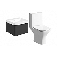 Cosmos 500mm Basin Unit & Rimless Close Coupled WC Pack - Matt Black