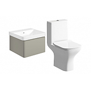 Cosmos 500mm Basin Unit & Rimless Close Coupled WC Pack - Matt Latte